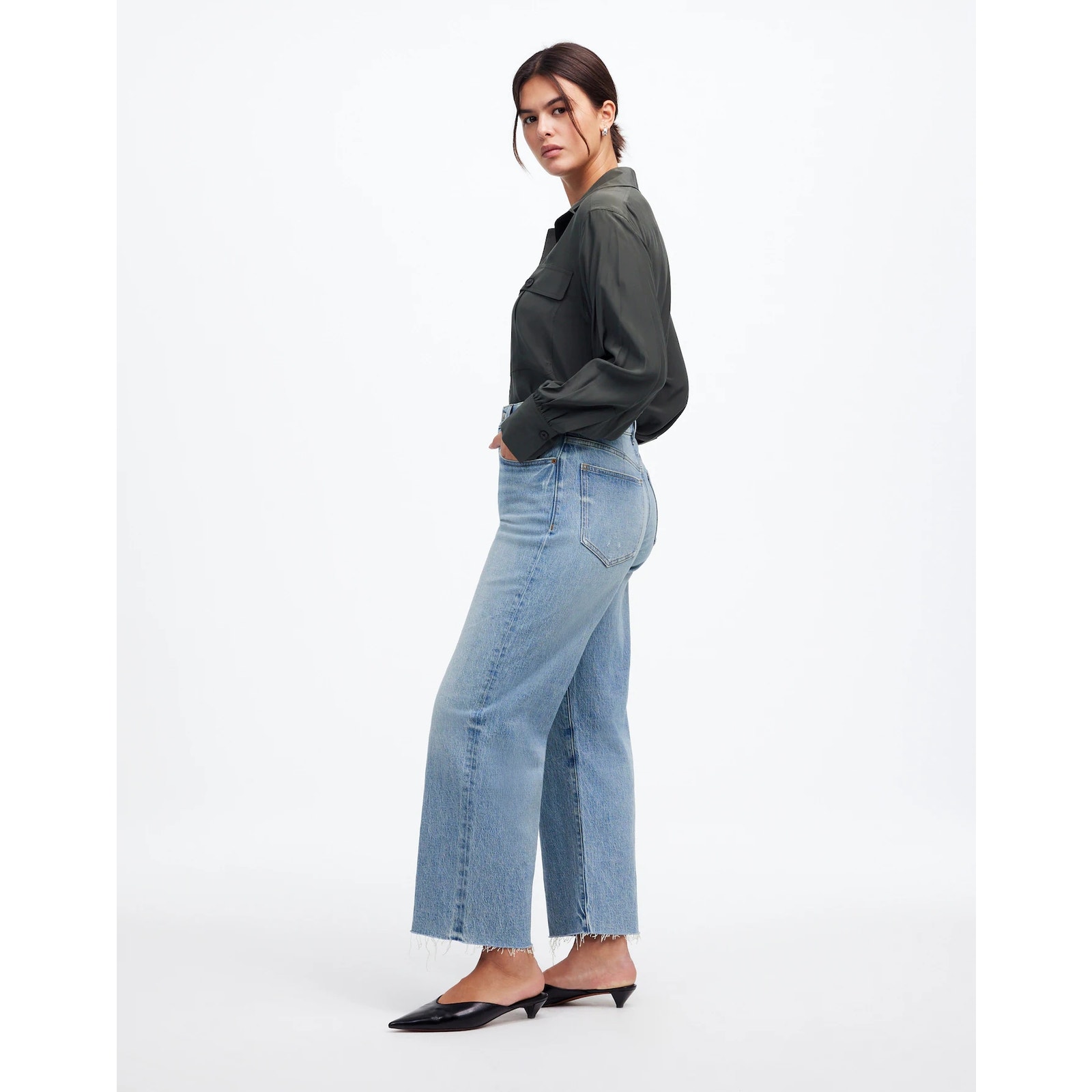 Madewell The Perfect Vintage Wide-Leg Crop Jeans Hallstead Wash Size 26 Nwot